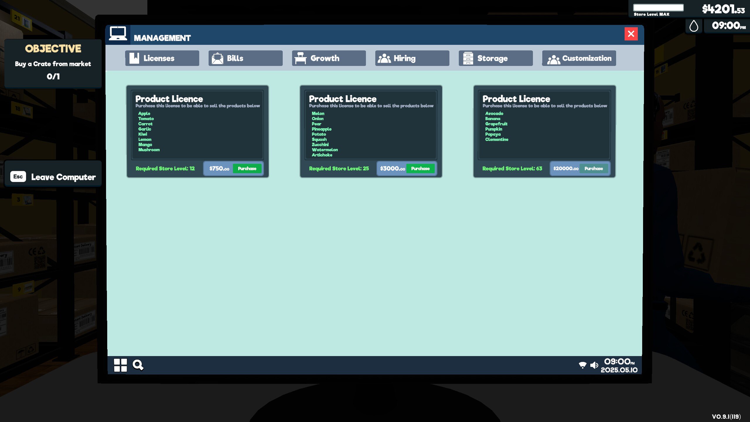 Available product licences on the store computer market