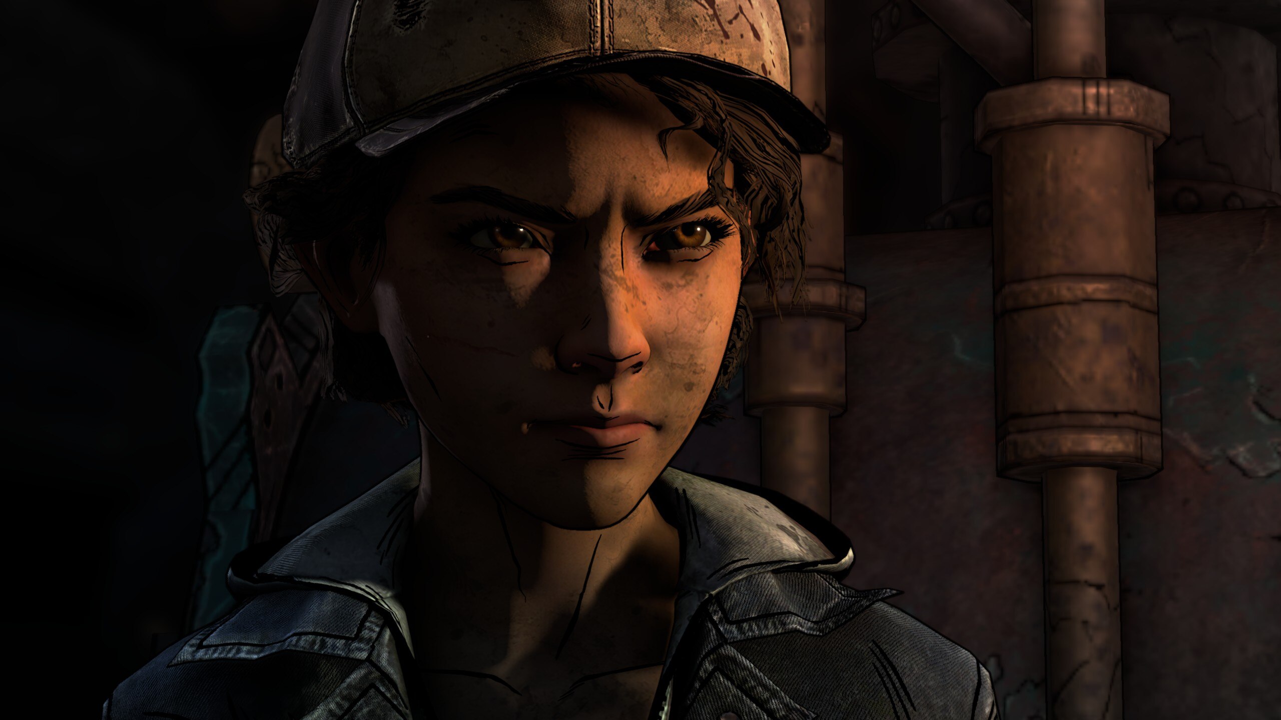 Clementine from the final season of The Walking Dead, she is angry.